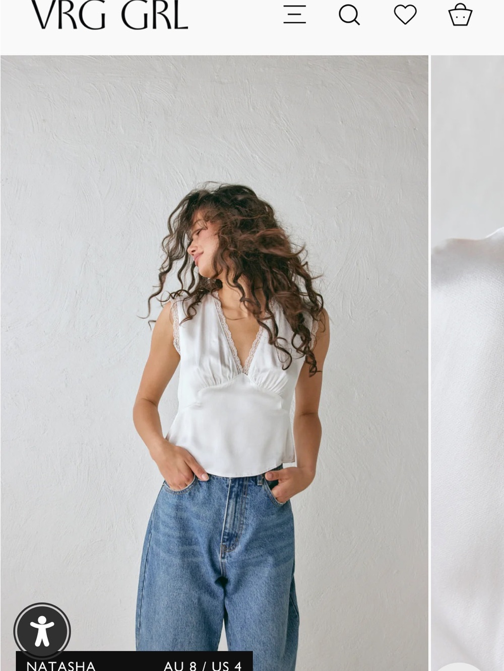 VRG GRL Vintage Lover Tie Back Top White - Picture 2 of 8